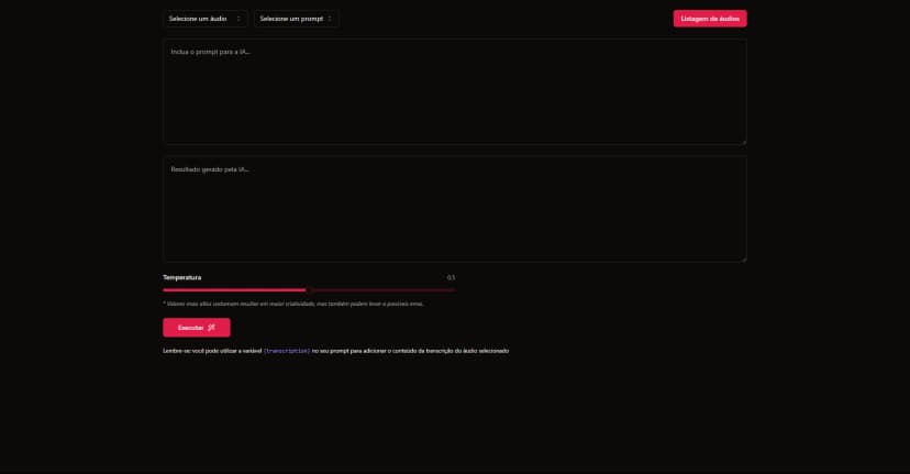 Preview do projeto Transcribe AI