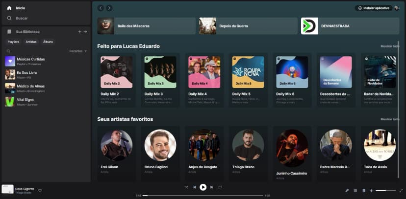 Preview do projeto UI Clone Spotify