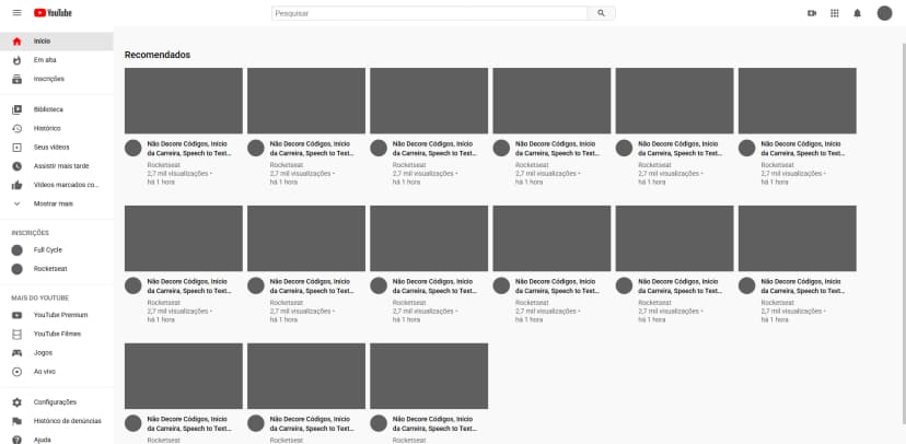 Preview do projeto UI Clone Youtube